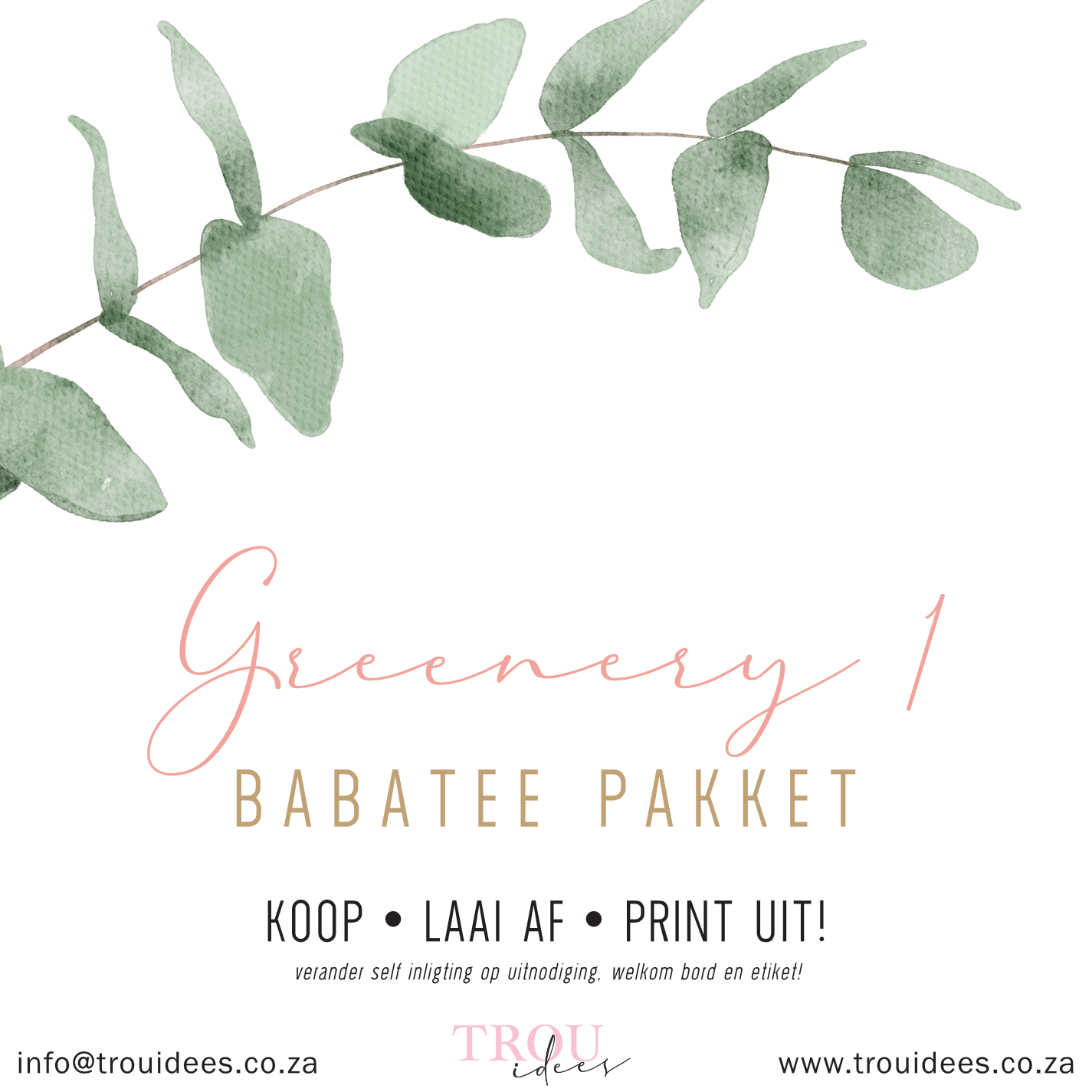 Greenery 1 (Girl) Baby Shower Stationery